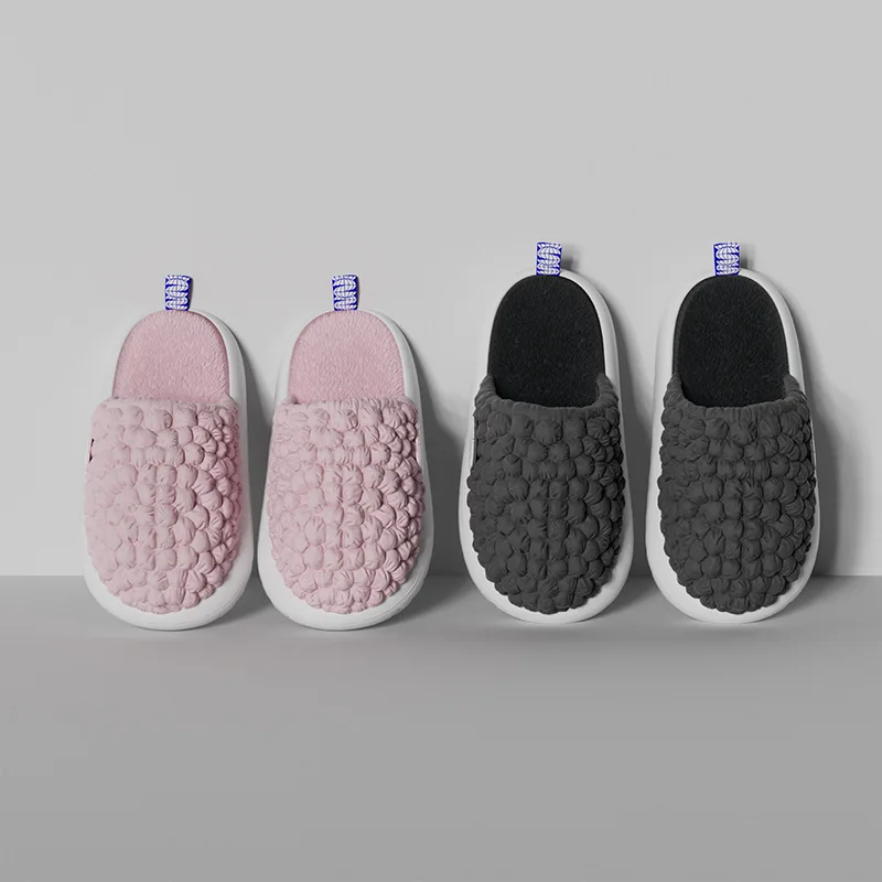 Winter Cotton Home Slippers For Men And Women Indoor Anti-skid And Warm For Couples Thick Soles Detachable Plush Slipper