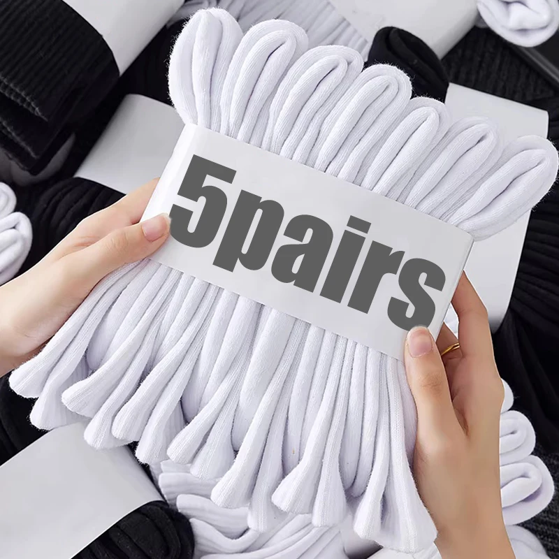 

1/2/3/5pairs Plus Size Cotton Sports Socks Comfortable Solid Mid Calf Hosiery Soft Breathable Athletic Men Socks Summer Sox