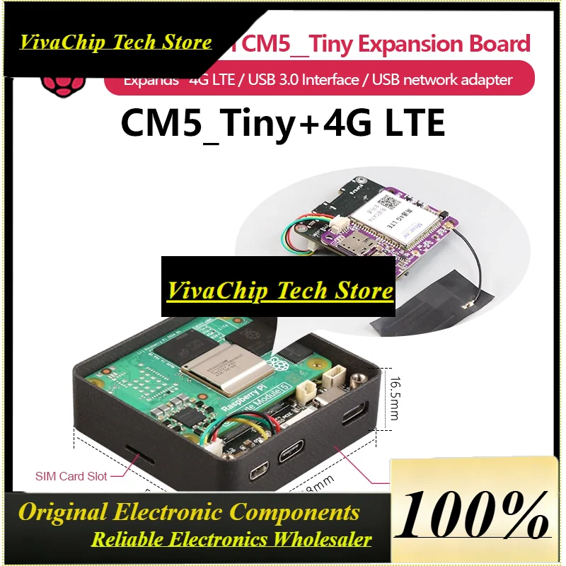 VivaRaspberry Pi CM5_Tiny Expansion Board, Supports 4G LTE Expansion, Driver-free And Dial-free, USB Network Adapter, USB 3.0