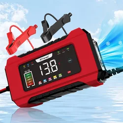 12V Fully Automatic Car Battery Charger Pulse Repair LCD Battery Charger for Auto Motorcycle Lead Acid Battery Smart Charging