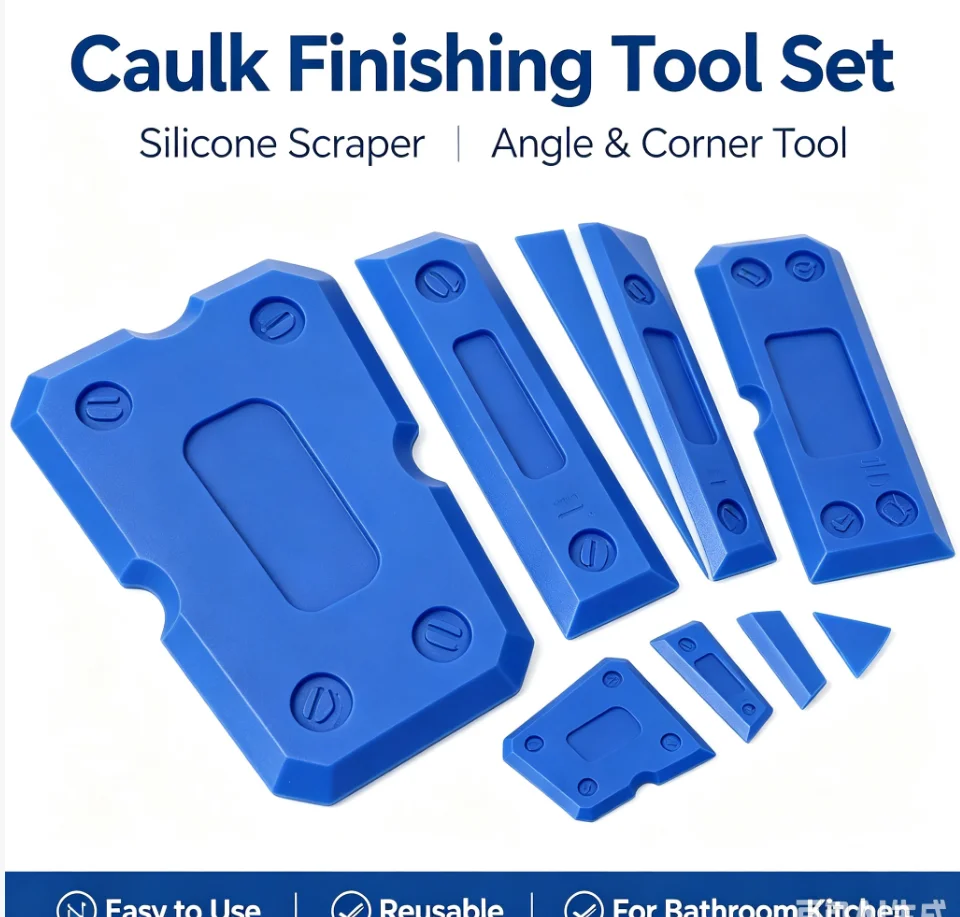 4-Piece Silicone Caulking Tool Set - Versatile, Easy Clean-up, & Professional Sealant Spreading