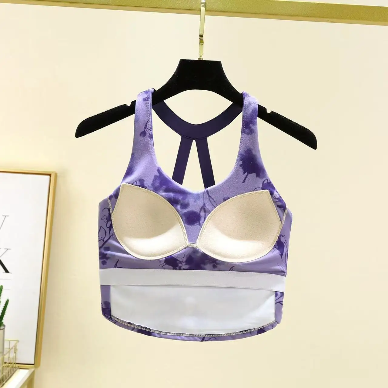 

Printed Sports Bra Women's Shockproof Running Yoga Wear Outerwear Beautiful Back Fitness Pilates I-Shaped Vest