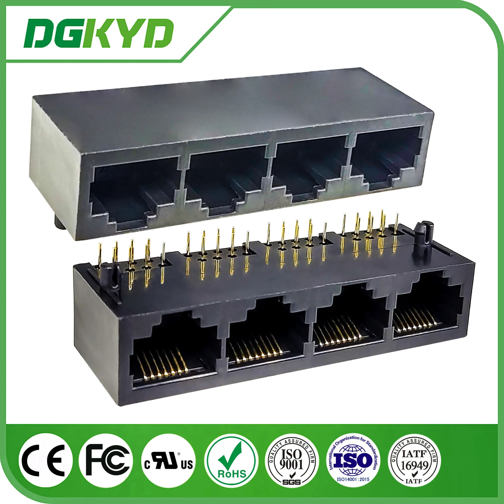 

For RJ45 Multi-port Connector 1X4 8P8C Lampless Full Plastic, Gold Plated G/FuDGKYD59211488IWA1DY1