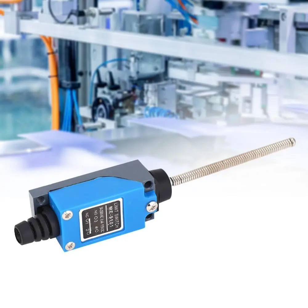 250VAC 50~60Hz ME-9101 Limit Switch 115VDC 1NO 1NC Micro Limit Switch Flexible Spring Rod Auto Reset Travel Switch