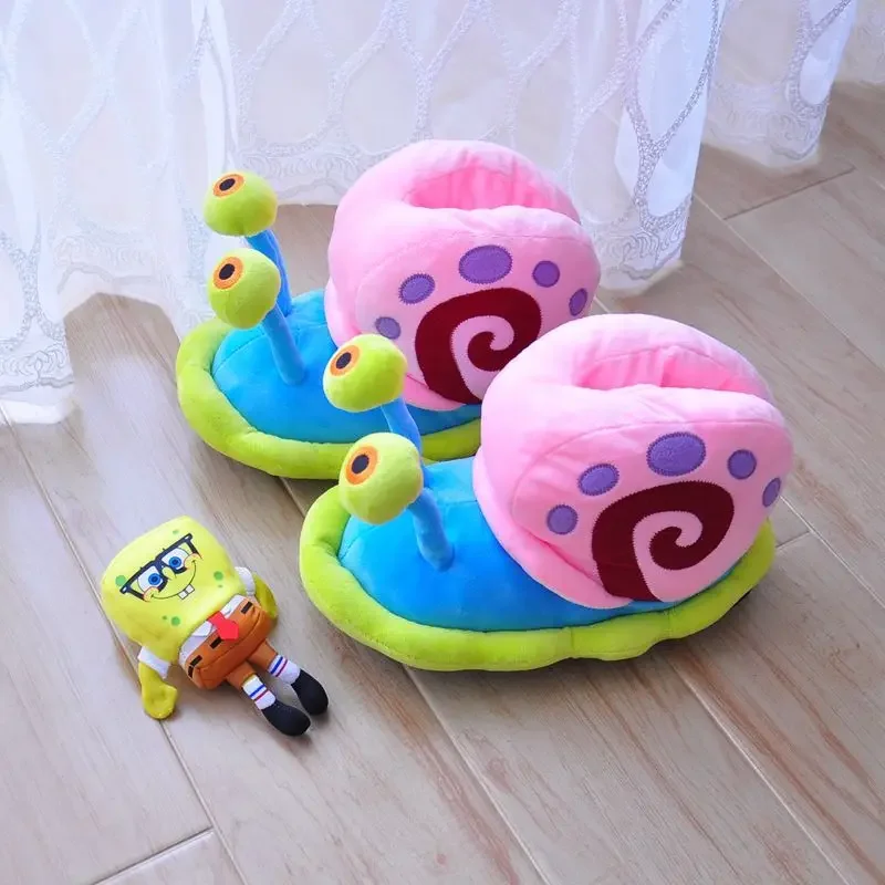 SpongeBob pantofole inverno donna divertente carino peluche scarpe lumaca cartone animato casa Indoor caldo coppia ragazze Creative scarpe di cotone