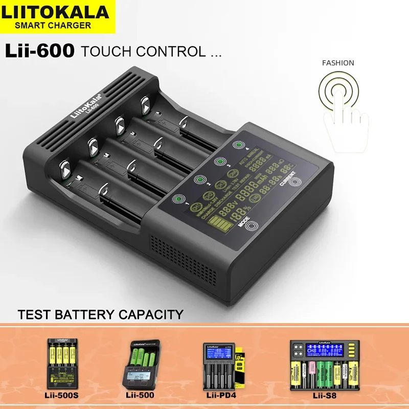 Liitokala-ładowarka akumulatorów litowych, Lii-600, S8, 500 PD4, 500S, 18650, 18350, 18500, 20700, 14500, 26650, 1.2V, AA NiMH bateria