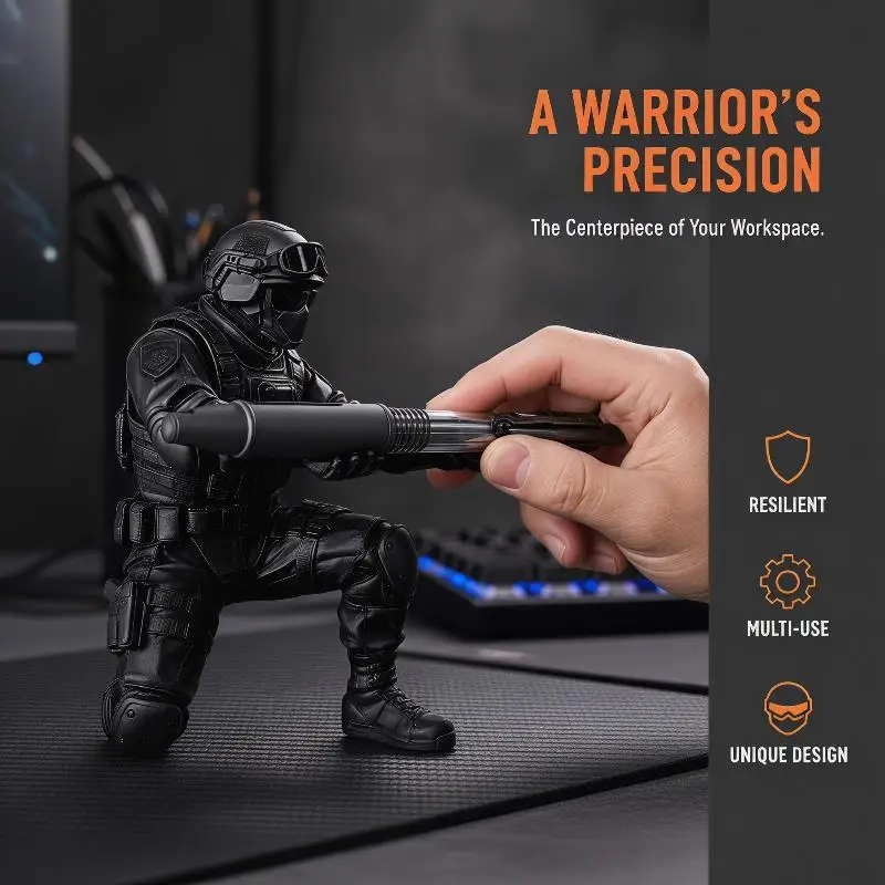 Soldier Pen Holder 3D Print Unique Organizer for Desktop Decoration Office Statue Gift