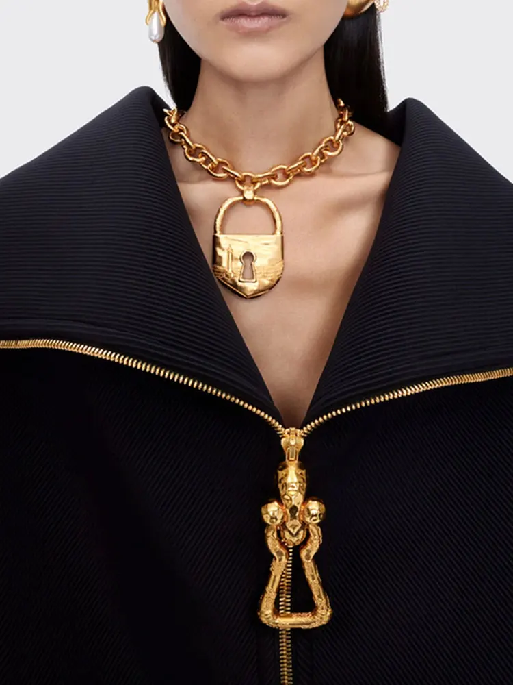 GACVGA ルーズラペルジップジャケット & コート女性 2025 秋のファッションストリート長袖巾着特大カジュアルジャケット