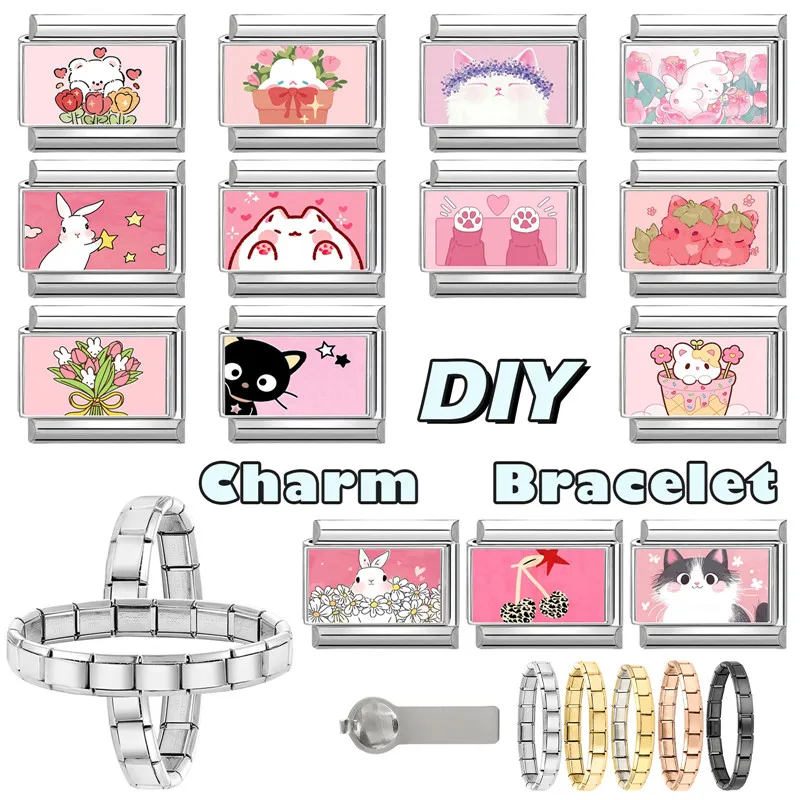 جديد جميل الحيوانات الأليفة القطط والكلاب وصلات سحرية إيطالية تناسب 9 مللي متر سوار الفولاذ المقاوم للصدأ النساء الرجال DIY بها بنفسك صنع المجوهرات #1