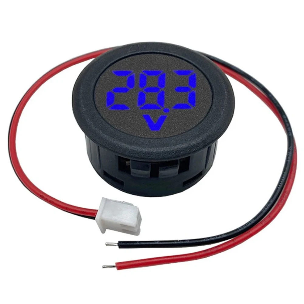 1pc DC 4-100V Round 2-wire Voltmeter LED Digital Display Car Current Meter Electrical Instruments Accessory