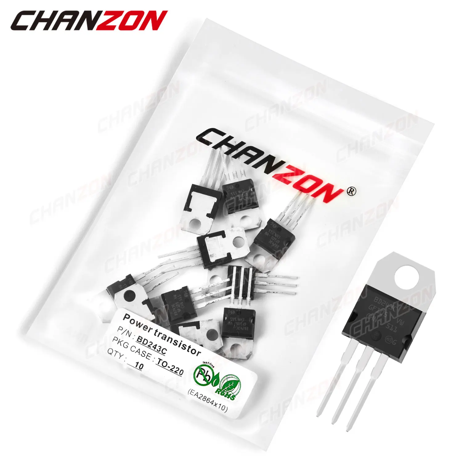 10Pcs BD243C TO-220 BD243 Power Transistor Bipolar Junction BJT Powerful Triode Tube Fets DIP 6A 100V Integrated Circuits