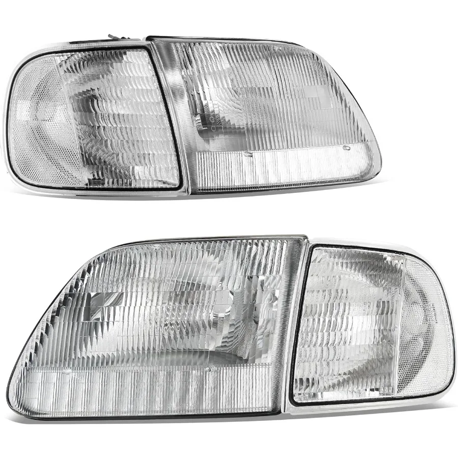 

Headlight Assembly Compatible with 9703 F150 and 9702 Expedition Pickup Trucks Chrome Housing with Clear Lens for Enhanced Ni
