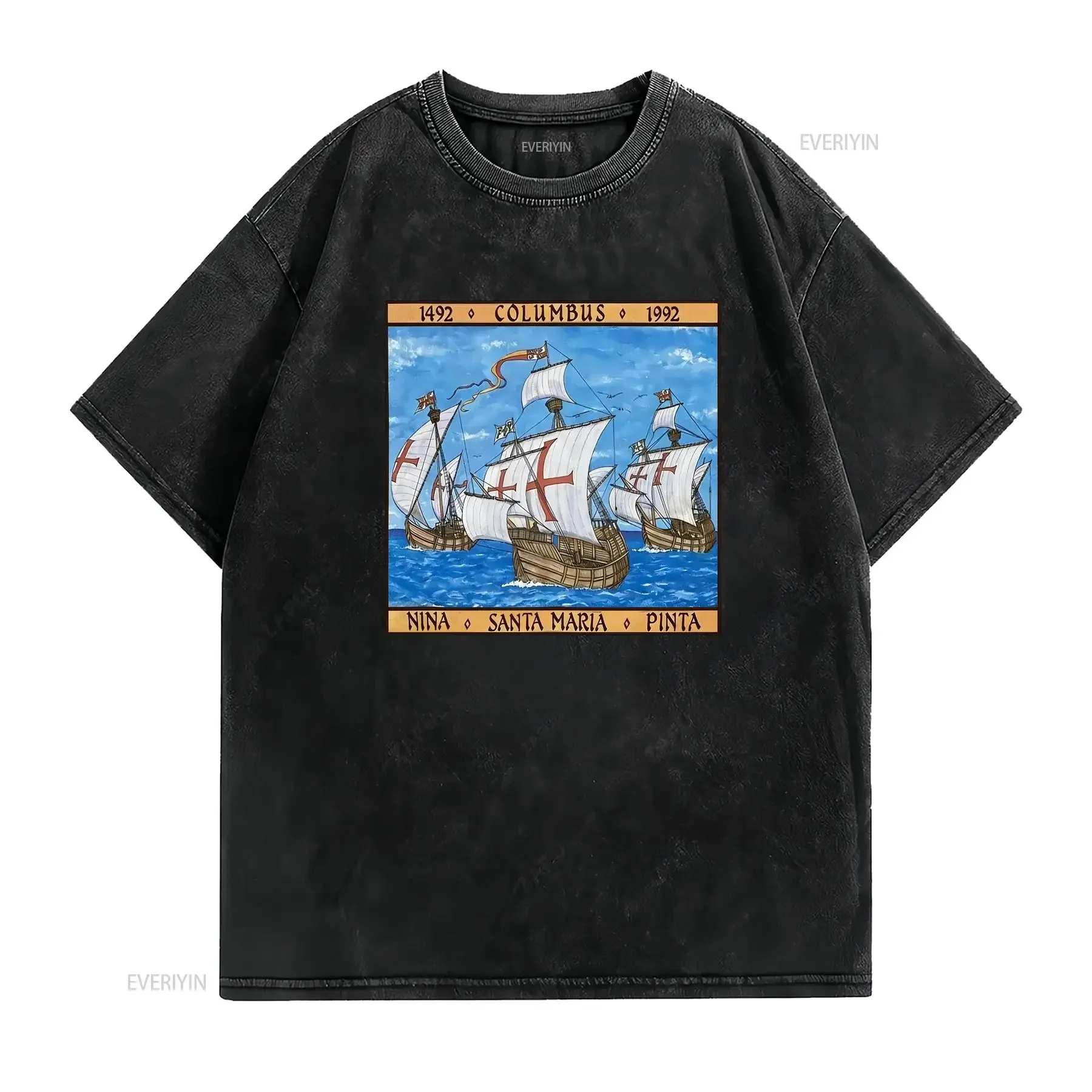 Columbus T Shirt XL 90s Christopher Nina Santa Maria Pinta Colonizer Explorer vintage Washed Comfortable Casual