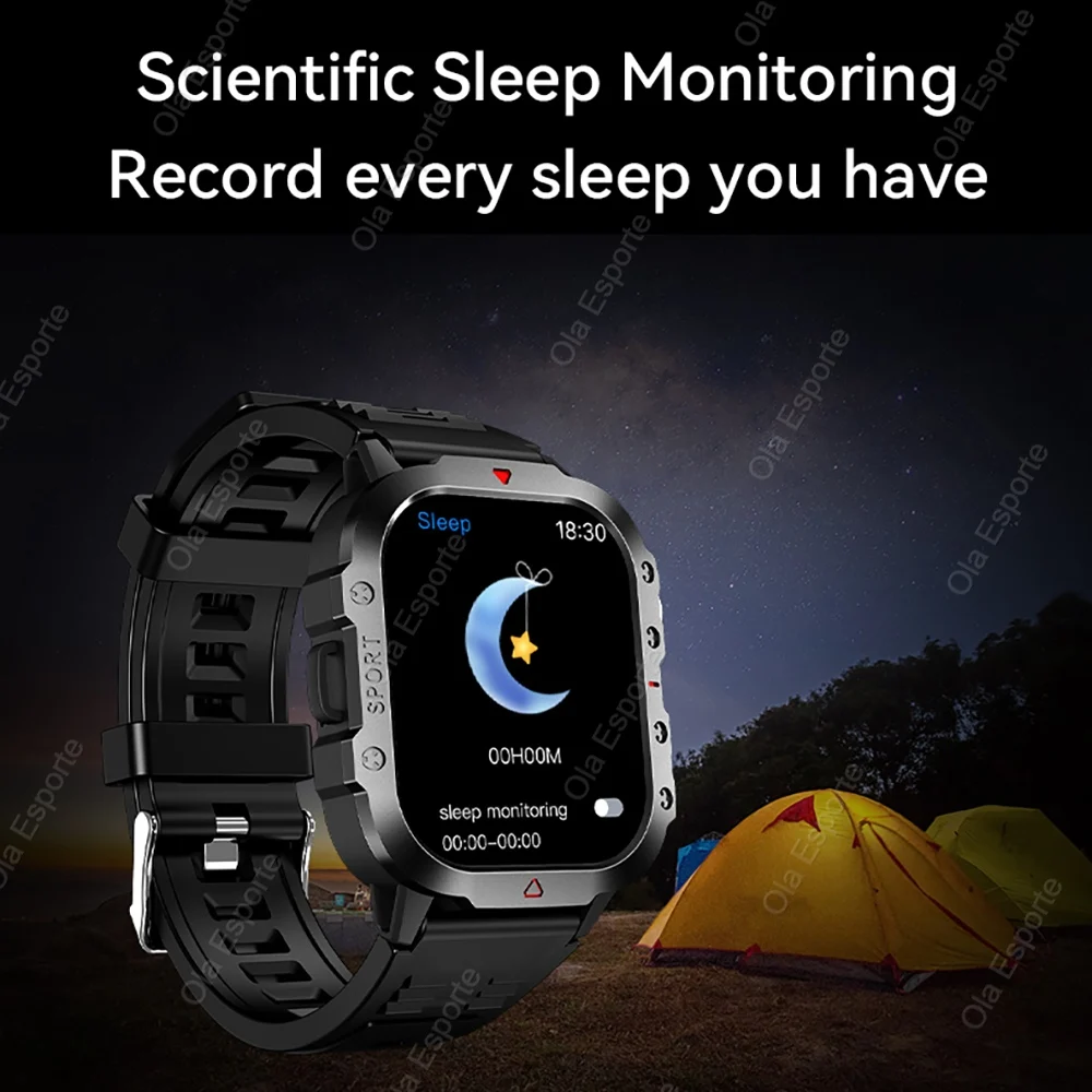2025 Nieuwe Militaire Outdoor Smart Horloge 2025 Mannen LED Zaklamp Hartslag Bloed Zuurstof Bluetooth Oproep Sport Waterdichte Smartwatch