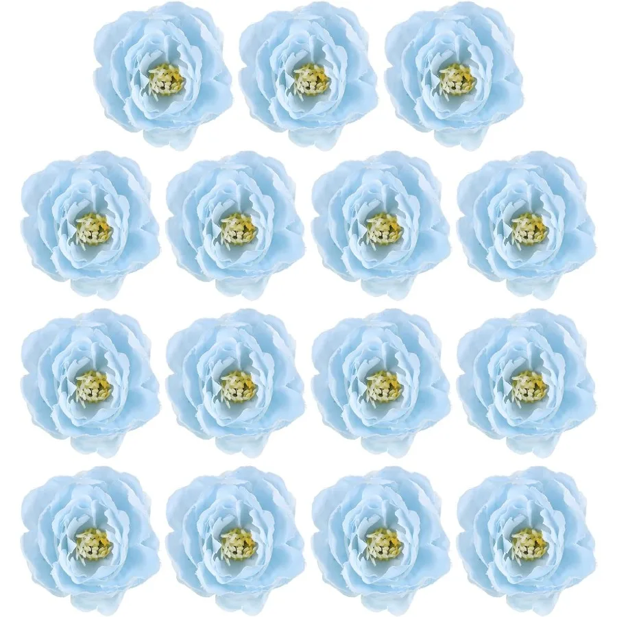 زهرة اصطناعية رئيس 15 قطعة رؤساء الزهور وهمية السائبة الحرير الفاوانيا رؤساء محاكاة زهرة ل باقات اكاليل الزفاف ديكور Lig