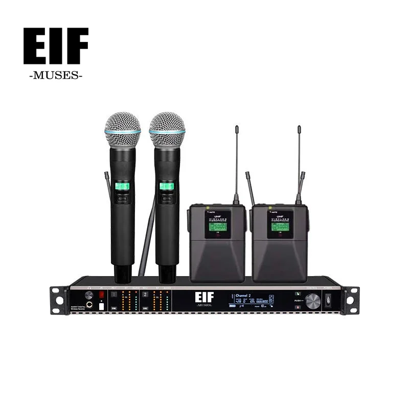 EIF UD4D Hot Selling  Dual Channel Studio Specialties Wireless Monitor Black Professional Microphone