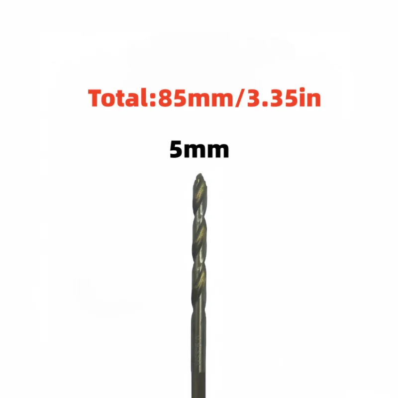 5mm HSS‑Co Titanium Twist Drill Bit Single Piece Sharp Cutting for Metal Wood Plastic DIY Drilling Work