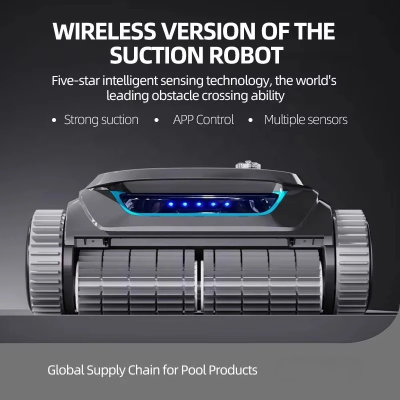 Efficiente robot wireless per la pulizia della piscina con serbatoio, aspirazione delle acque reflue, strumenti e accessori essenziali per la pulizia della piscina