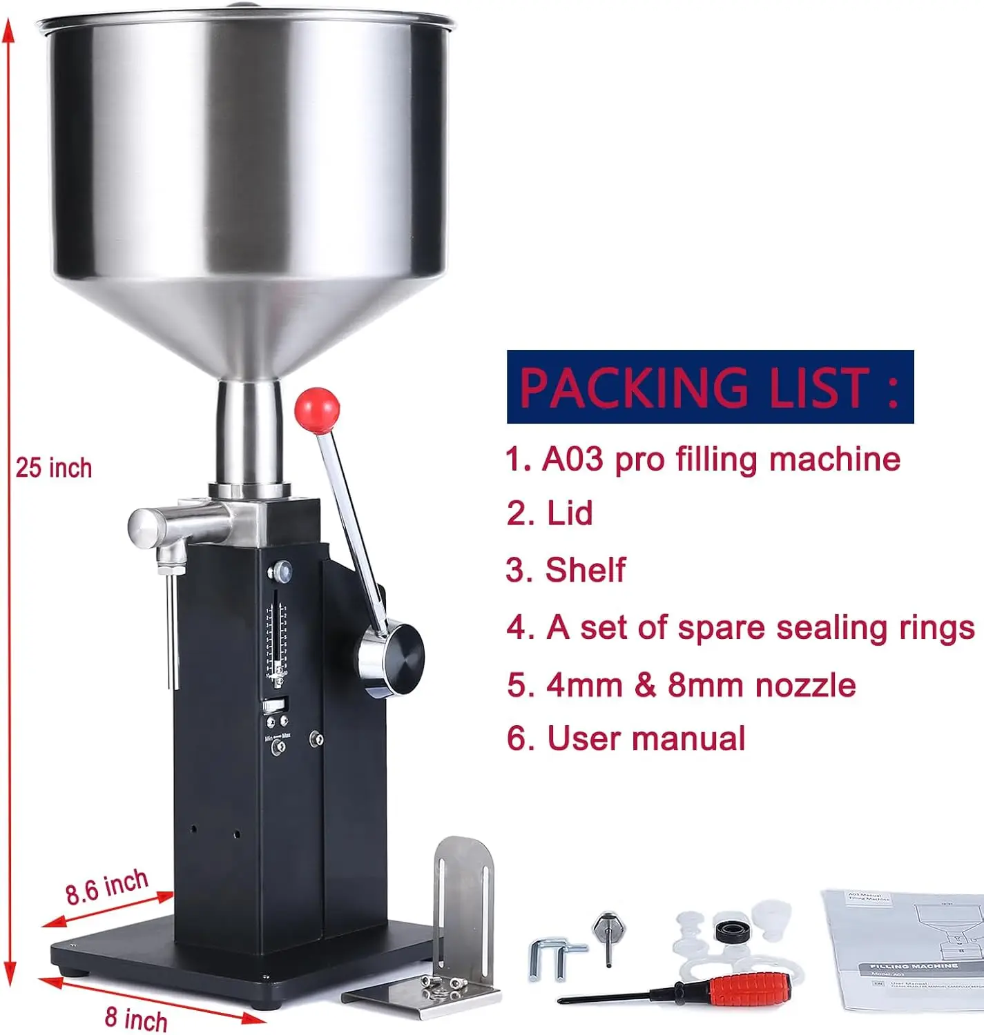 Manual Paste Liquid Filling Machine Bottle Filler Machine 5-50ml Bottle Filling Machine Stainless Steel (With metering function)