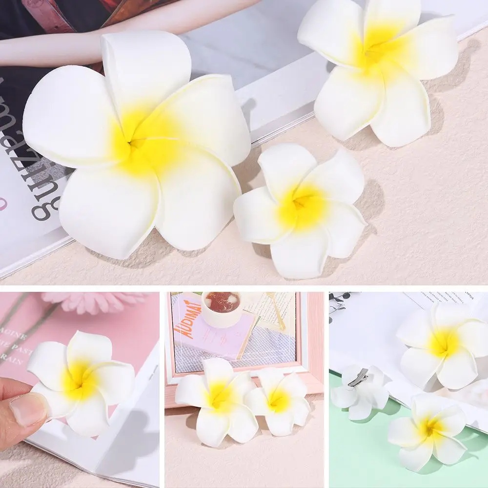 Elegante Geschenk Haar Zubehör Frauen Mädchen Haar Clip Weiß Plumeria Haarnadel Blume Strand Am Meer