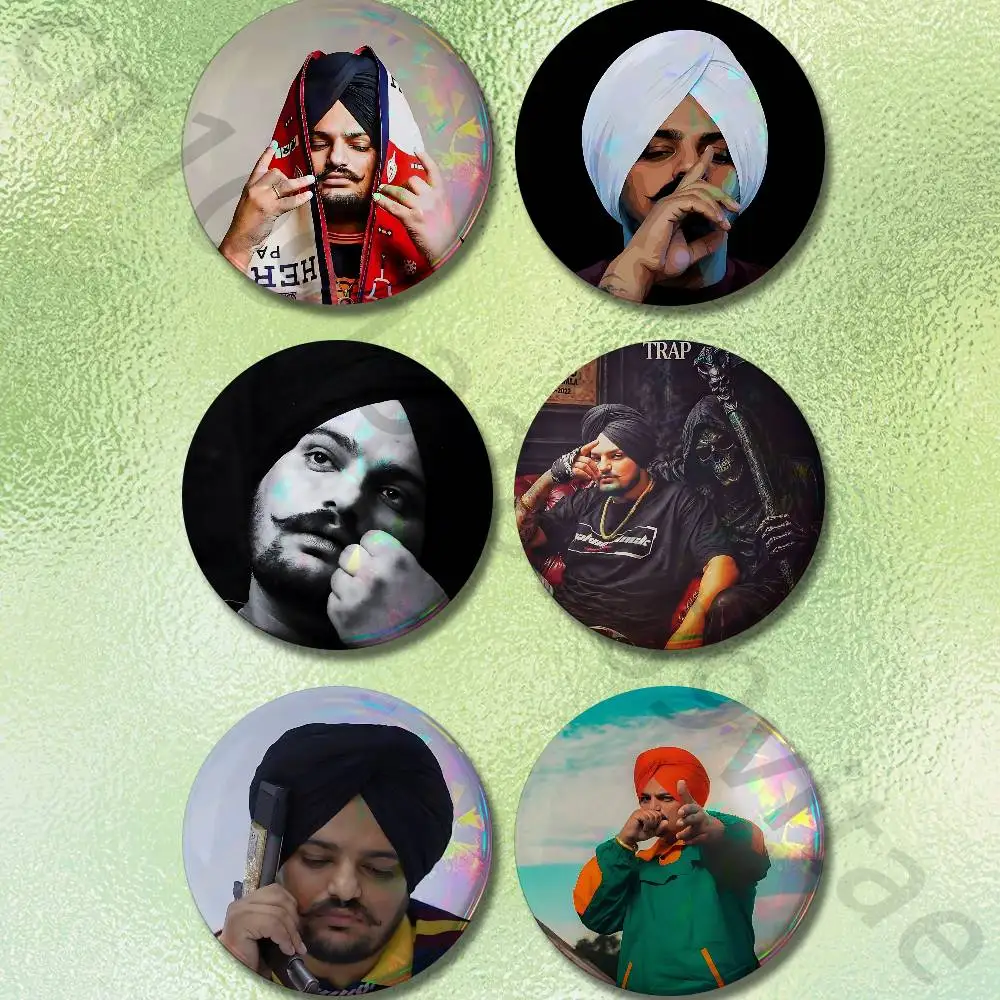 Sidhu Moose Wala Cool 58mm Icon Badge Handmade Tinplate Brooch for Backpack Clothes Chest Ornament Gifts
