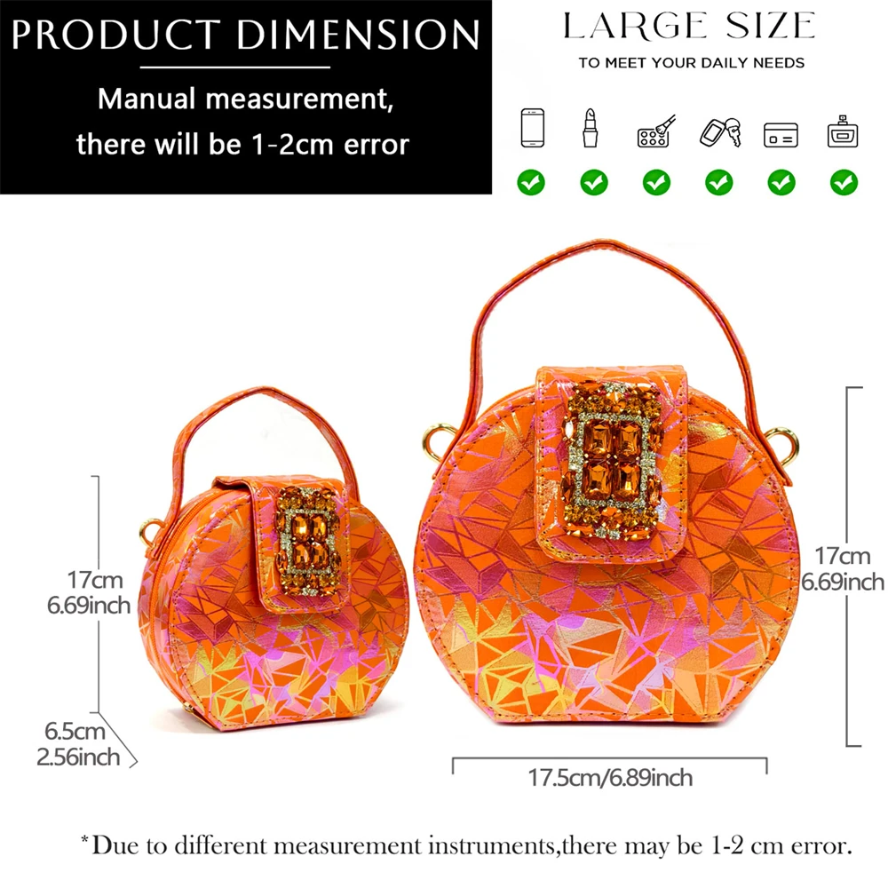 Venus Chan 2025 INS Orange Color Elegant Women Shoes and Bag Set Decoration Rhinestones Square Head Women High Heels Shoes - view 4