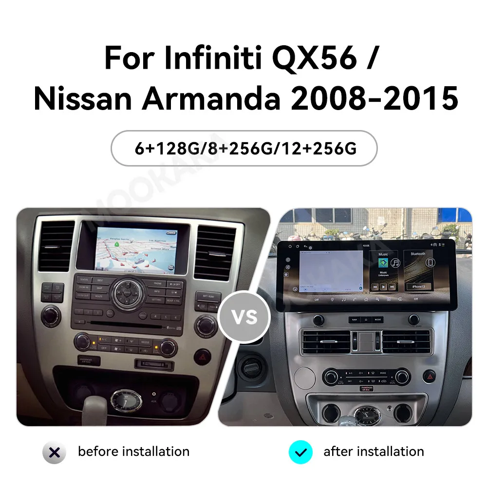 17 Inch Android 15 Car Radio For Infiniti QX56 Armada 2008-2015 Multimedia Player GPS Navigation Wireless CarPlay DSP Head Unit