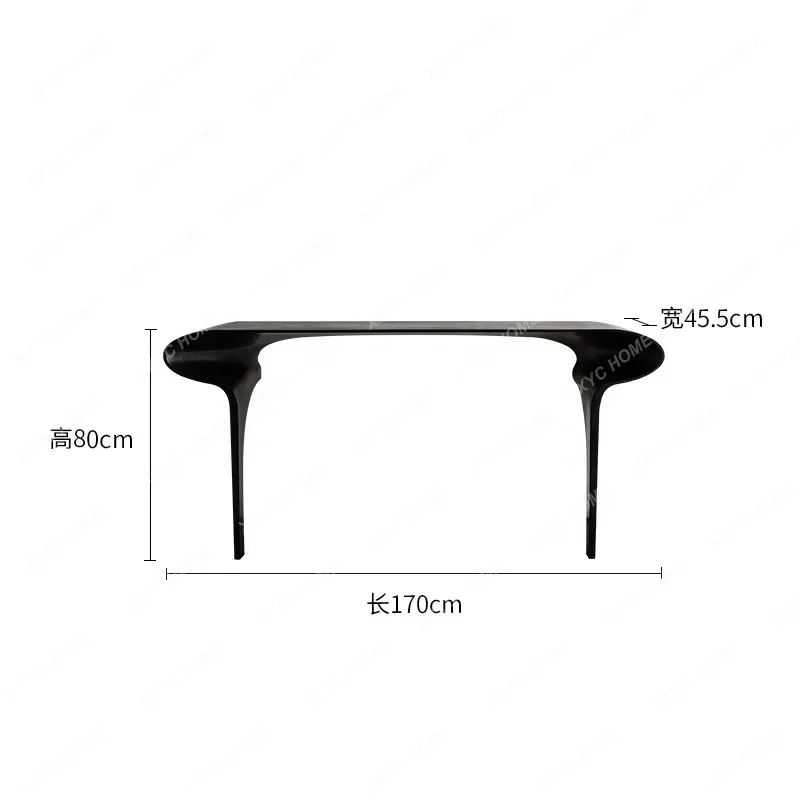 

Art Entrance Table Against the Wall All Solid Wood Entrance Platform Extremely Narrow Black End View Platform