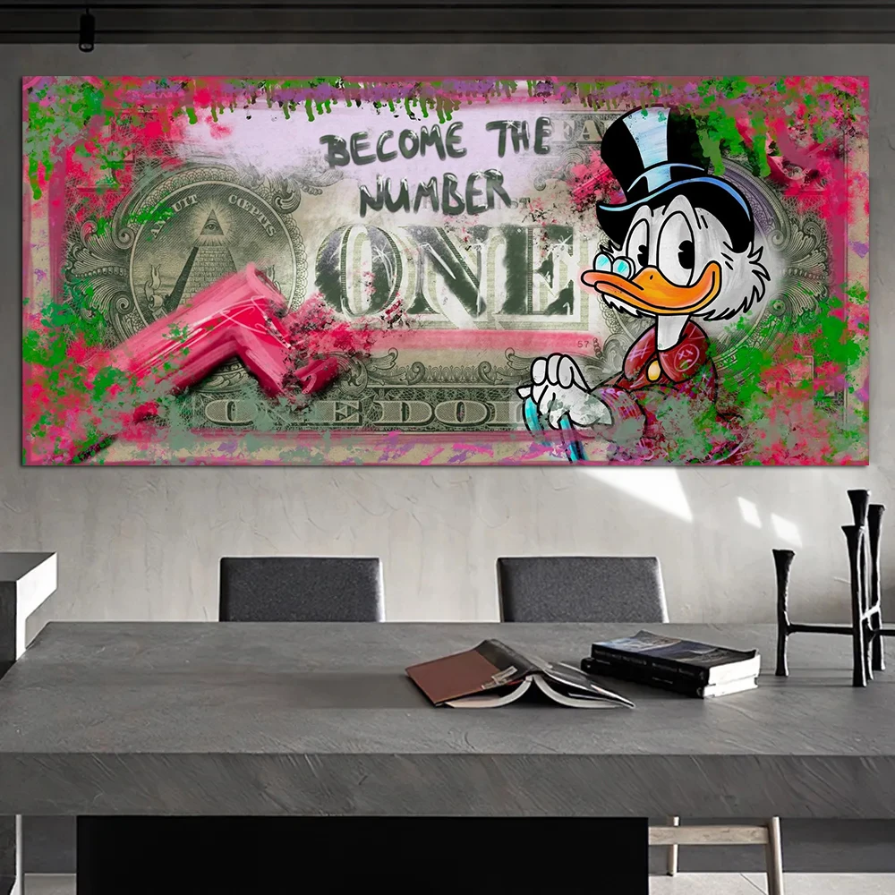 

Become The Number Quotes Poster, Scrooge Mcduck Graffiti Art Painting, Motivational Picture, Home Office Wall Decor Canvas Print