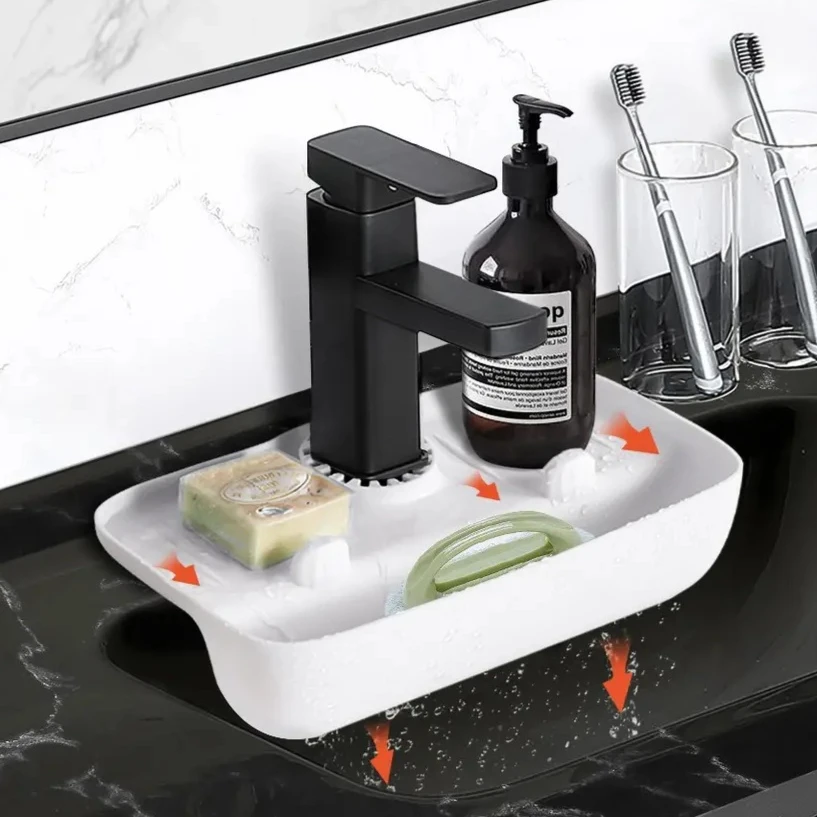 

Сливная полка для кухонной раковины, силиконовый коврик для смесителя, полка для бытовой раковины, держатель для мыльной губки, органайзер для раковины, кухонные аксессуары