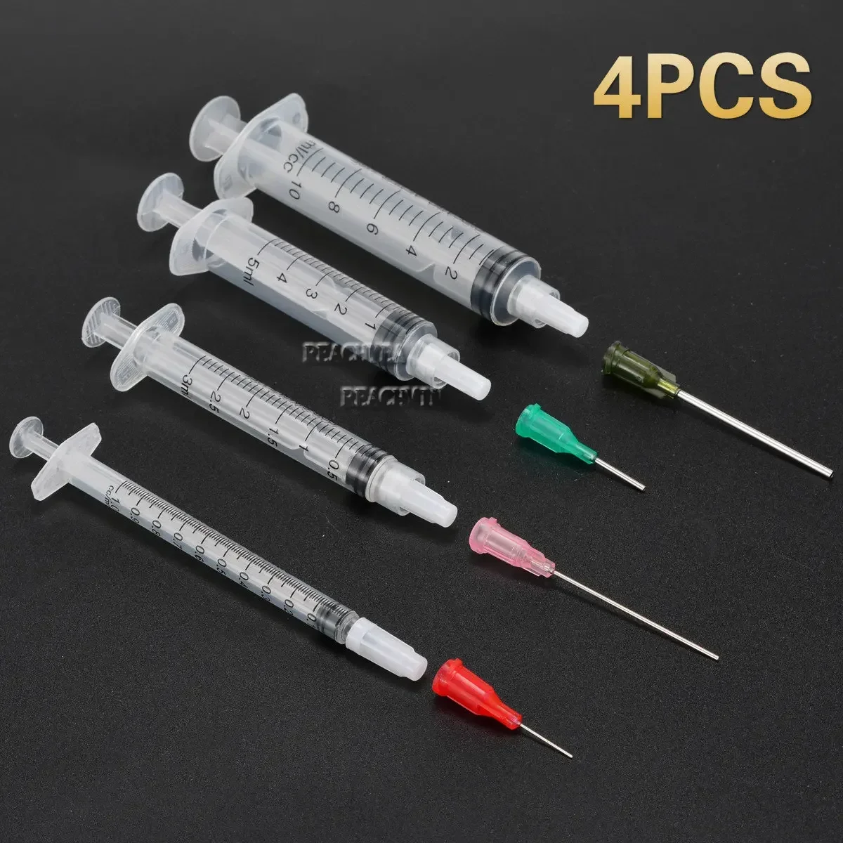 12pcs/set 1ml 3ml 5ml 10ml Syringes with 4pcs 14G-25G Blunt Tip Needles and Caps For Industrial Dispensing Syringe