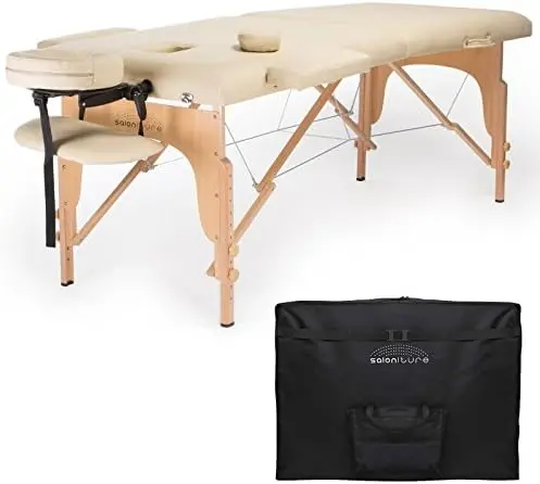 Professional Portable Folding Massage Table with Carrying Case - Cream