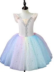 Glitter Ballet Dress For Girls Sequin Ballet Tutu Skirts Leotard Girl Performance Princess Dress Party Wear Dance Costume
