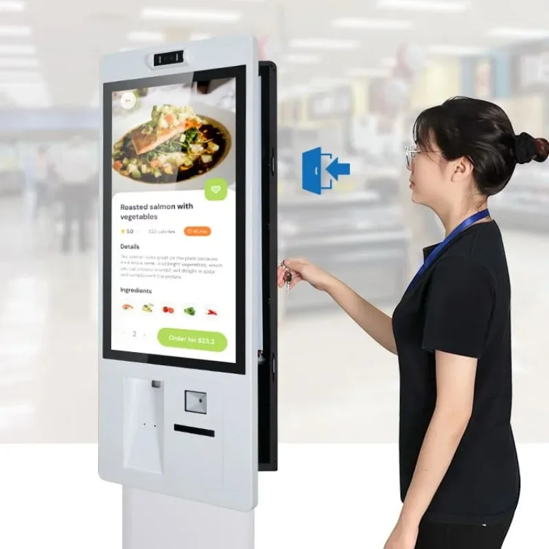 Macchina per chiosco di pagamento per ordini self-service montata a parete personalizzata da 23,8 27 pollici per ristoranti, centri commerciali, ordini automatici di alimenti SDK