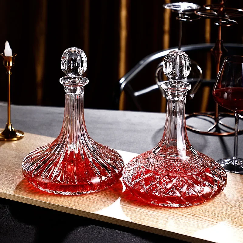Luxury Red Wine Decanter Glass Bottle With Airtight Lid European Style Household Wine Storage Container Gift Set For Bar