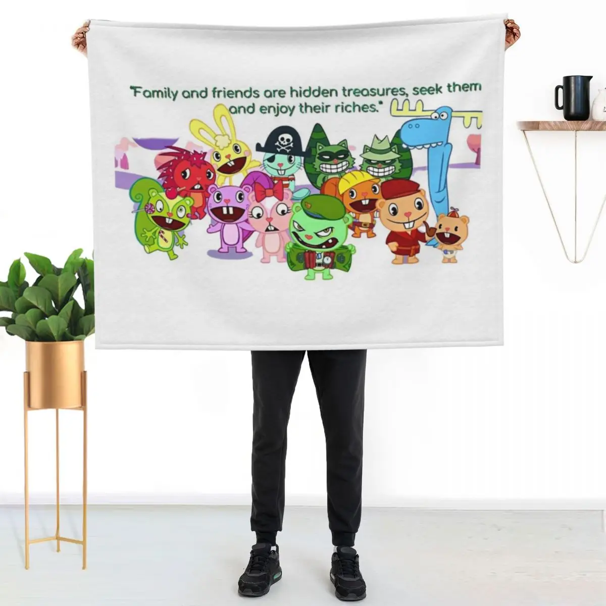 

Happy Tree Friends Family Throw Blanket Fuzzy Plush Throw Blanket for Sofa Chair