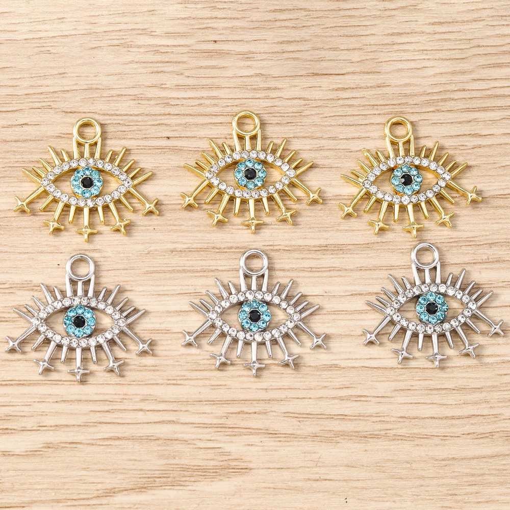 4 Stück zarte Kristall-Metall-Anhänger mit Liebesherz und Augenmotiv für die Schmuckherstellung, Halsketten, Ohrringe, Armbänder, DIY-Bastelzubehör – Detail 6