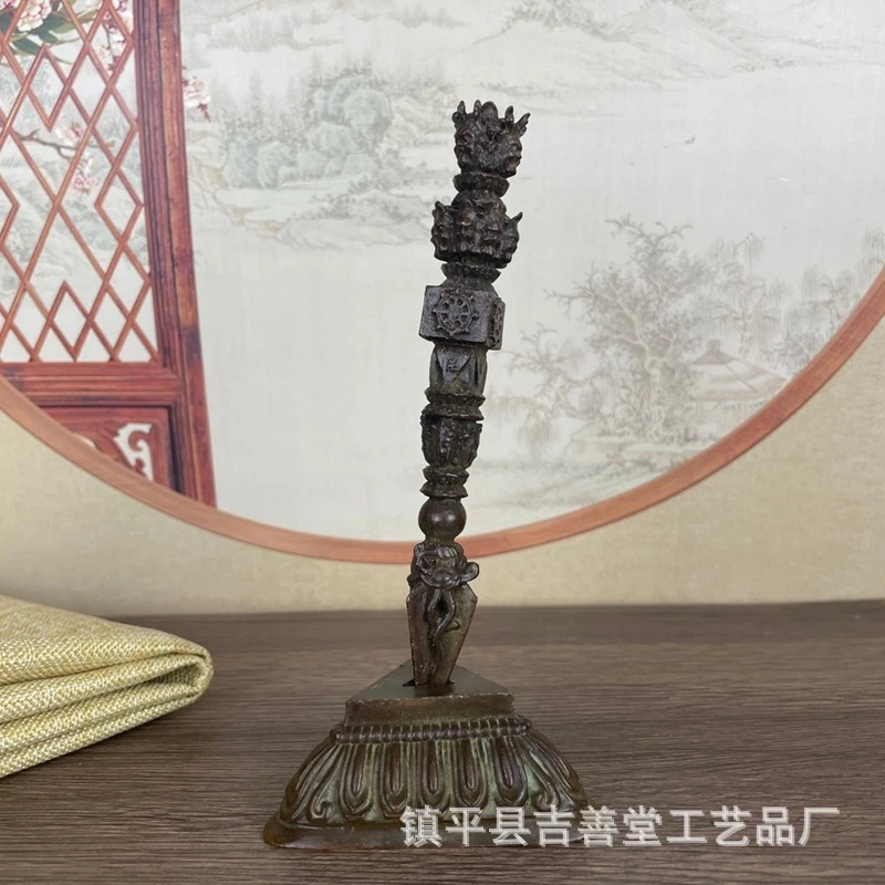 Vintage Tantric Dharma Wheel Vajra Scepter Decorative Ornament for Home Decoration and Crafts