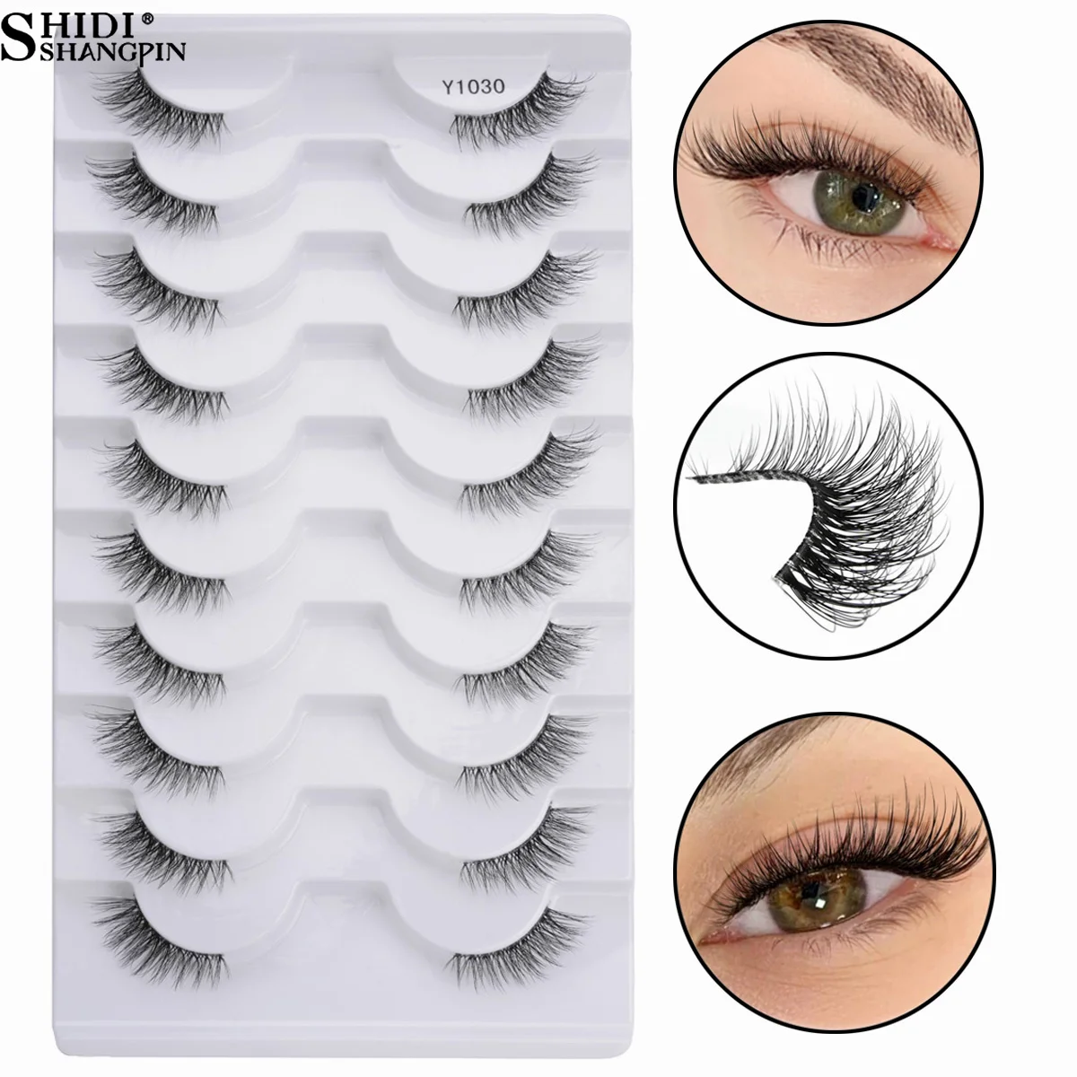 

5/10 Pairs Half Eyelashes Natural Long 3D Mink Fake Lashes Winged Fluffy Cat Eye EyeLashes Extension Clear Bond Makeup