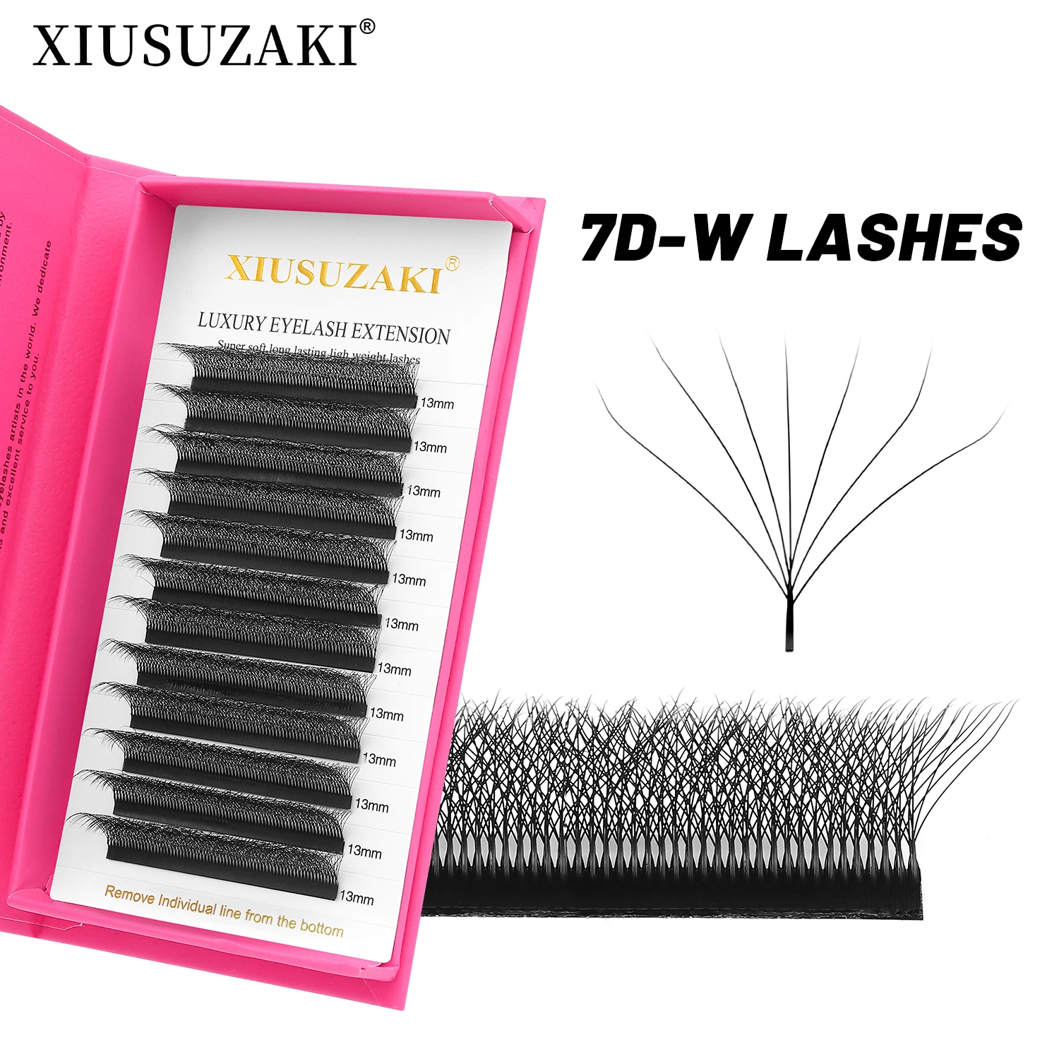 XIUSUZAKI 7D W Shaped Lashes Bloom Automatic Flowering Premade Volume Fans Eyelashes Extensions Soft Natural Individual Lashes