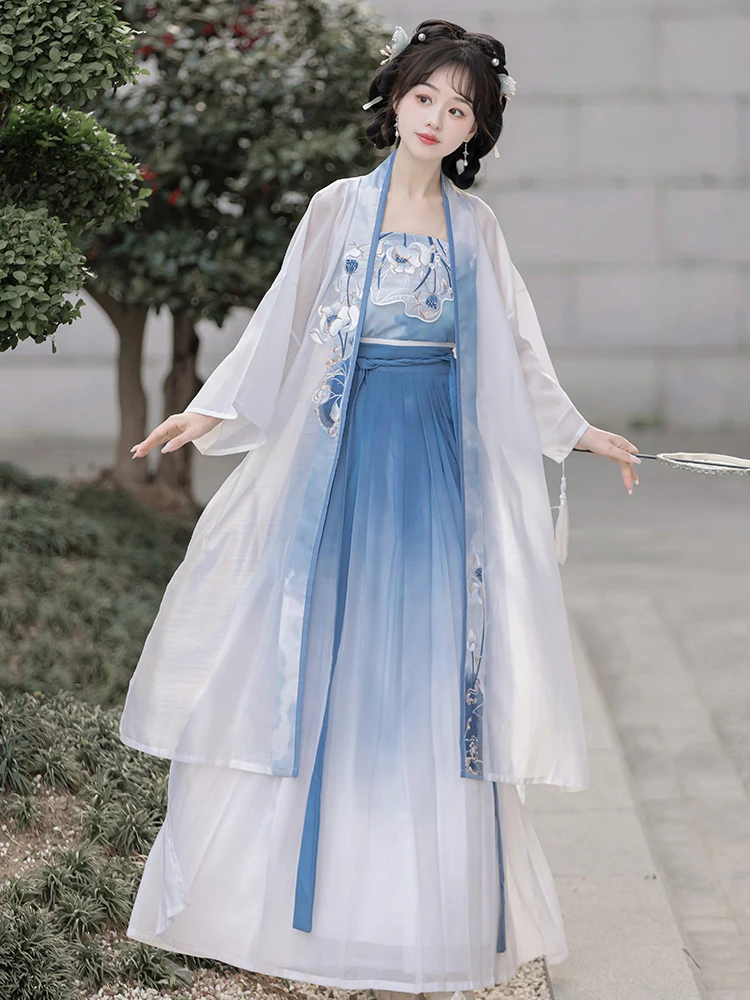 

Original Hanfu Song Dynas Sle Women's Embroidered Belted Midi Skirt Summer Daily Wear Traditional Chinese Clothing