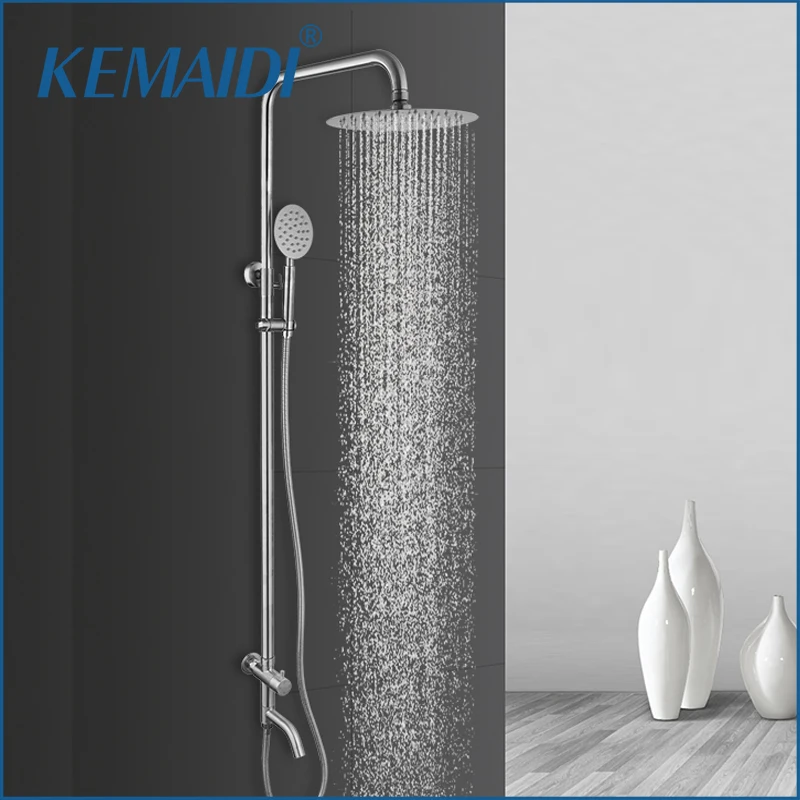 

KEMAIDI Nickel Brushed Bathroom Shower Faucet Set Shower Sets Wall Mounted Cold Water Shower Faucets Tap Outside
