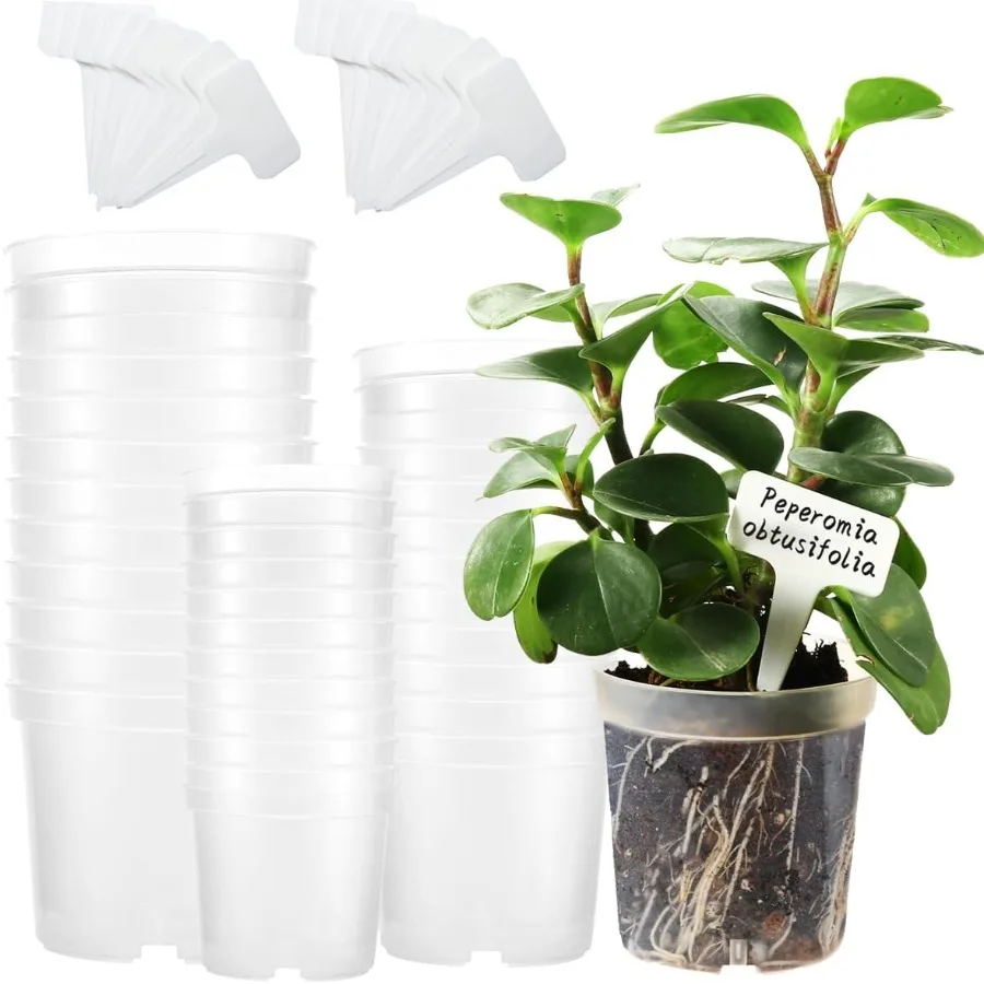 

36 Packs 3.5 4 4.3 Inch Clear Nursery Pots for Plants Variety Pack Transparent Plastic Plant Pots with Drain Holes Seed Startin