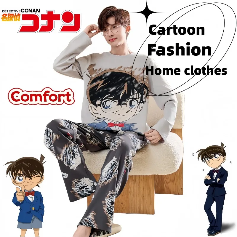 

Detective Conan Cotton Pajamas for Men, Spring and Autumn New Anime Cartoon Long Sleeve, Plus Size Teen Homewear, Birthday Gift