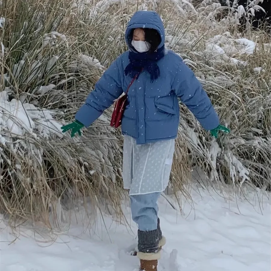 خفيفة الوزن دافئة 90 Du down Puffer Jaet عادية كسول تنوعا معطف مقنع فضفاض صالح المرأة Faion الشتاء ملابس خارجية #3