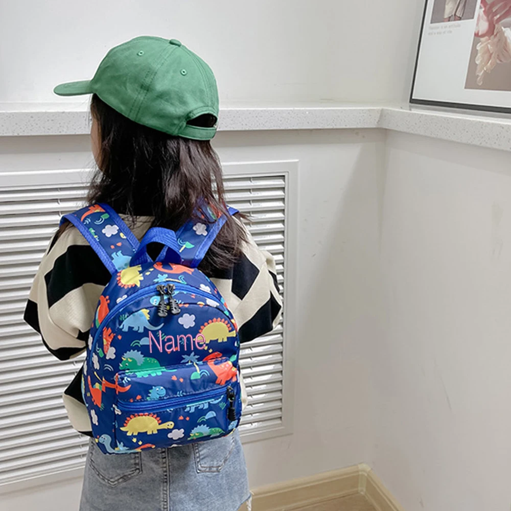 Personalized Name Cartoon Kids Backpack Little Dinosaur Kindergarten Bag with Embroidered Name Small Light Kids Schoolbags