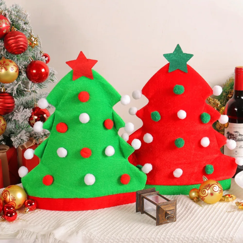 New Creative Christmas Tree Hat Soft Christmas Xmas Outdoor Xmas Cap Party Supplies New Year Elf Hat