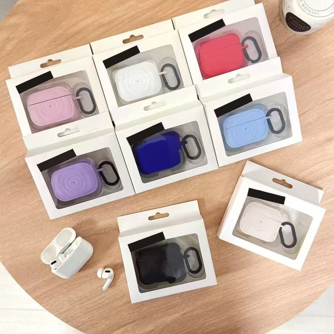 

Cute Macaron Color Ripple Silicone Case for AirPods 3 4 Pro Pro2 Pro3 Earbuds Case Cover with Hook