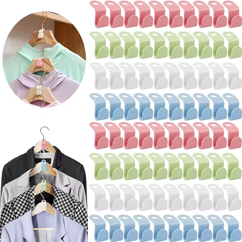 20 pièces garde-robe cintre crochets organisateur connecter multifonction en cascade en plastique chambre garde-robe stockage gain de place patère