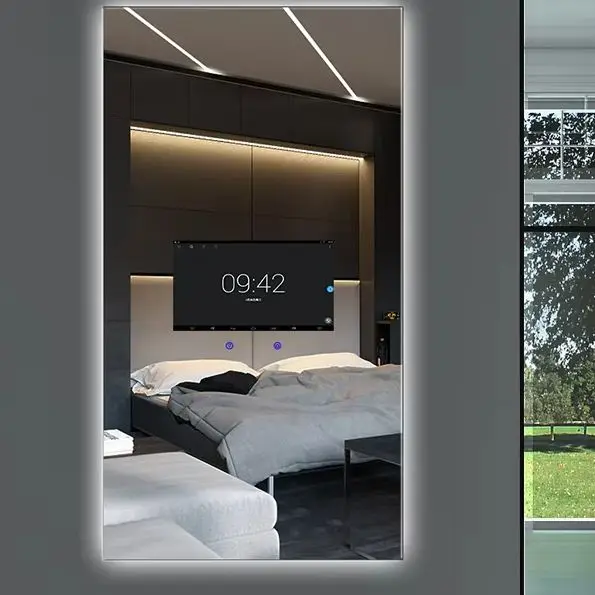 Bathroom Smart LED Mirror Wall Mounted Makeup Vanity Mirror With Magnifying Touch Control Dimmable LED Light Anti-Fog Waterproof